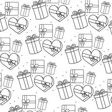 Gift box pattern in black outline Vector Stock Illustration