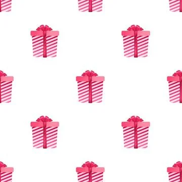 Gift box pattern in cartoon style on white background. Holiday xmas decoration Stockillustratie