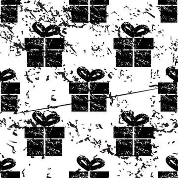 Gift box pattern, grunge, monochrome 스톡 일러스트