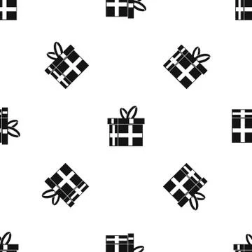 Gift in a box pattern seamless black Stock Illustration