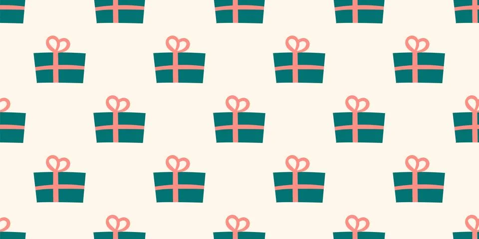 Gift box pattern tied with ribbon, bow. Surprise, present, joy. Package Stock-Illustration
