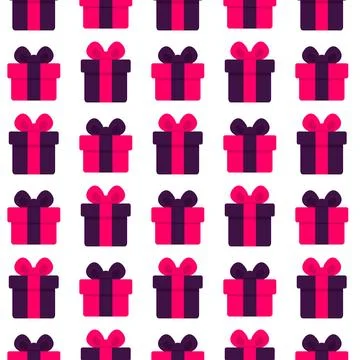 Gift box pattern. Valentine's day. Vector illustration in flat style Stock Illustration