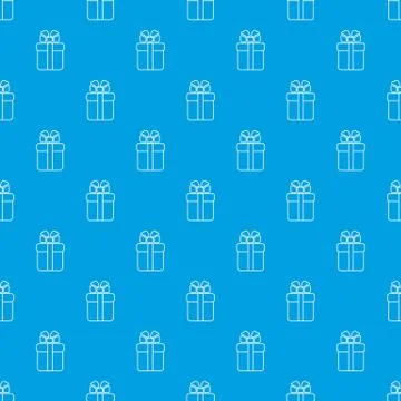 Gift box pattern vector seamless blue Stock Illustration