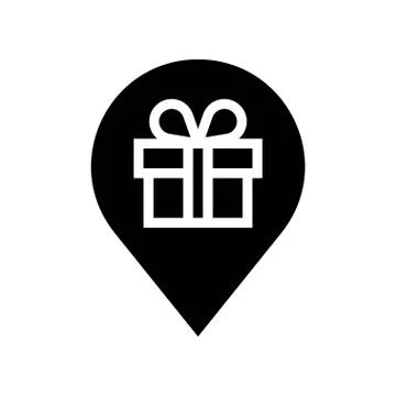 Gift box pin vector illustration, solid design icon イラスト素材