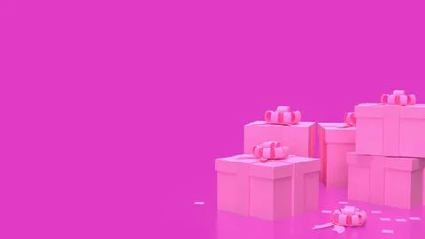 Gift box on  Pink Background  for celebration or valentines concept 3d rend.. Stock Illustration
