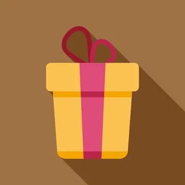 Gift box with pink ribbon flat design Stock Illustration
