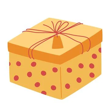 Gift box. Polka dot box with a bow and a tag. Perfect for birthday, holiday,  Stock Illustration