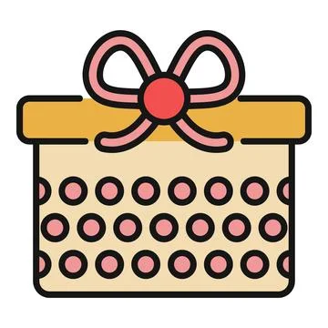 Gift box with polka dot pattern and pink ribbon Stock Illustration