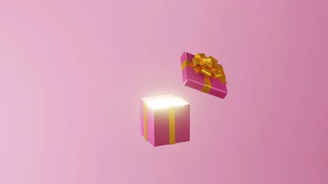 Gift box pops up and opens. 3d rendering animation. bonus or rewards, birthday Stock Footage 238842092