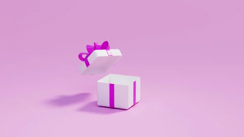Gift box pops up and opens. 3d rendering animation. Gift give away Stock Footage 263742607