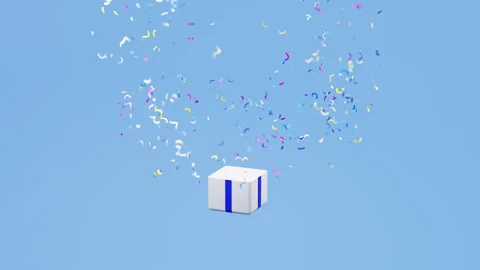 Gift box pops, confetti. 3d rendering animation. present or gift 스톡 동영상 263841307