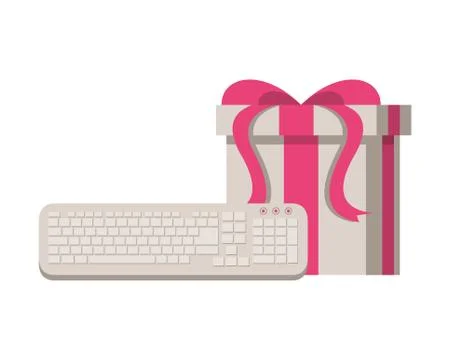 Gift box present with computer keyboard Stock-Illustration