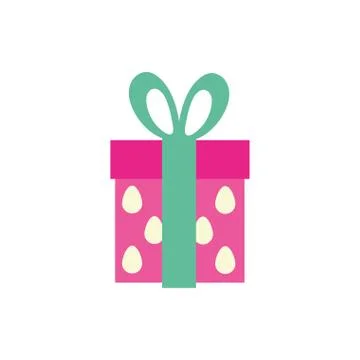 Gift box present with eggs pattern flat style icon Illustrazione stock