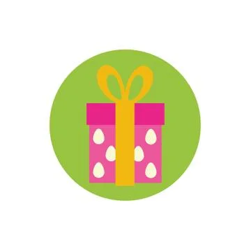 Gift box present with eggs pattern block and flat style icon 스톡 일러스트