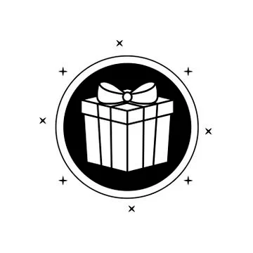 Gift box present in frame circular Illustration