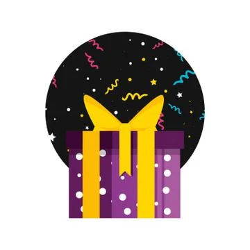 Gift box present with frame circular Stock Illustration