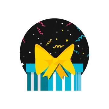 Gift box present with frame circular Illustration