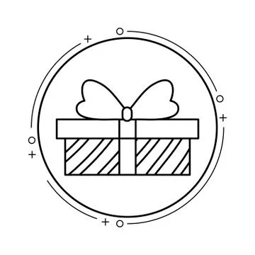 Gift box present in frame circular Illustration