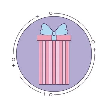 Gift box present in frame circular Stock Illustration