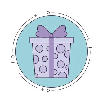 Gift box present in frame circular Illustration