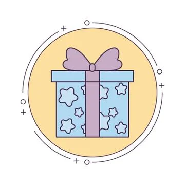 Gift box present in frame circular Illustration