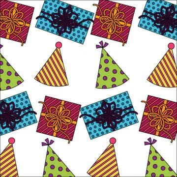 Gift box present with hat party pattern 스톡 일러스트