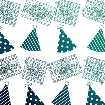 Gift box present with hat party pattern 스톡 일러스트