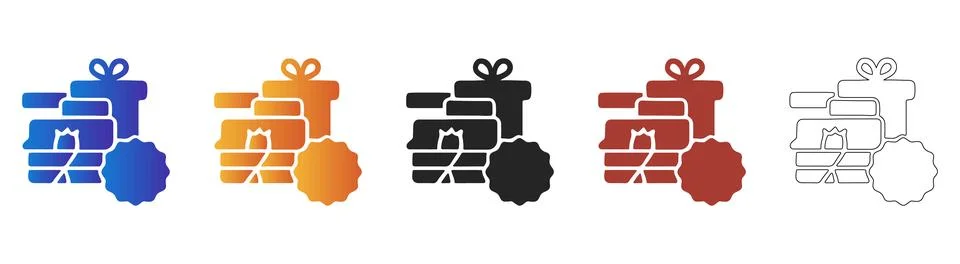 Gift box present icon with loyalty reward badge Stock Illustration