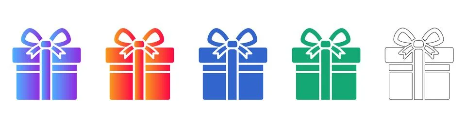 Gift Box Present Icon Set Stock Illustration