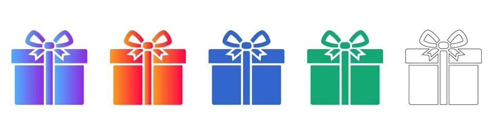 Gift Box Present Icon Set Stock Illustration