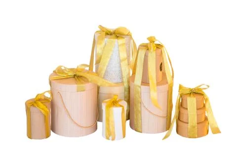 Gift box with present isolated on the white background Stock Photos