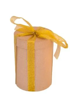 Gift box with present isolated on the white background Stock Photos