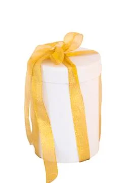 Gift box with present isolated on the white background Stock Photos