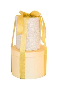 Gift box with present isolated on the white background Stock Photos