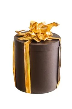 Gift box with present isolated on the white background Stock Photos