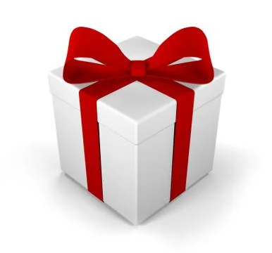 Gift box as a present with red ribbon bow isolated Stock Illustration