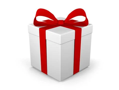 Gift box as a present with red ribbon bow isolated Stock Illustration