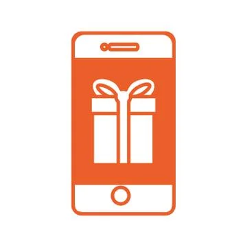 Gift box present in smartphone Illustrazione stock