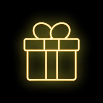 Gift box present surprise neon light glowing icon Stock Illustration