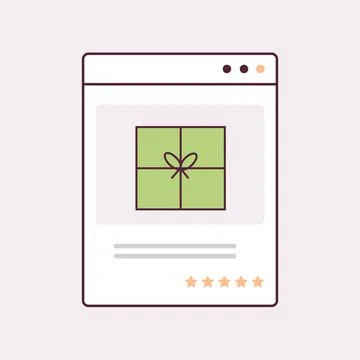Gift box present in web browser window e-commerce smart purchasing online Stock Illustration