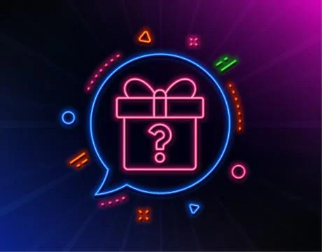 Gift box with Question mark line icon. Present. Vector Ilustración de archivo