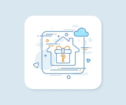 Gift box with Question mark line icon. Present. Vector Ilustración de archivo