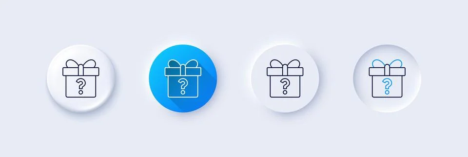 Gift box with Question mark line icon. Present. Line icons. Vector Stock Illustration
