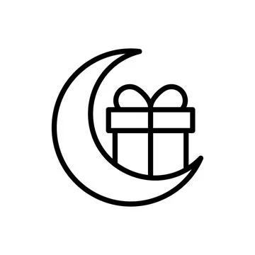 Gift box Ramadan moon icon. Simple line vector elements of islam icons for ui イラスト素材
