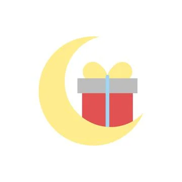 Gift box Ramadan moon icon. Simple color vector elements of islam icons for ui イラスト素材