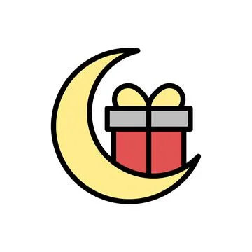 Gift box Ramadan moon icon. Simple outline color vector elements of islam icons Stock Illustration