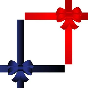 Gift box with red and blue ribbon bows Stock Illustration