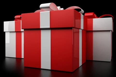 Gift box red and white Stock Illustration