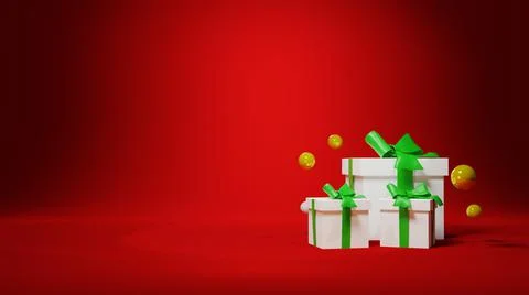 Gift box with red background theme holiday snow winter Stock Illustration