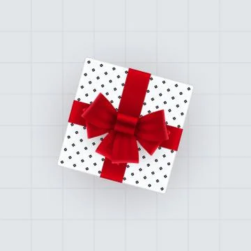 Gift Box with Red Bow and Ribbons Stock Illustration